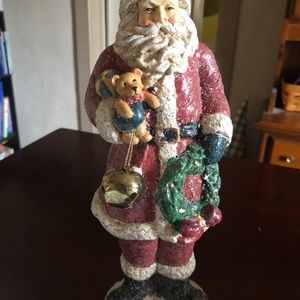 Midwest Of Cannon Falls Folk Art Crackle Santa Holding Items Figurine 12"